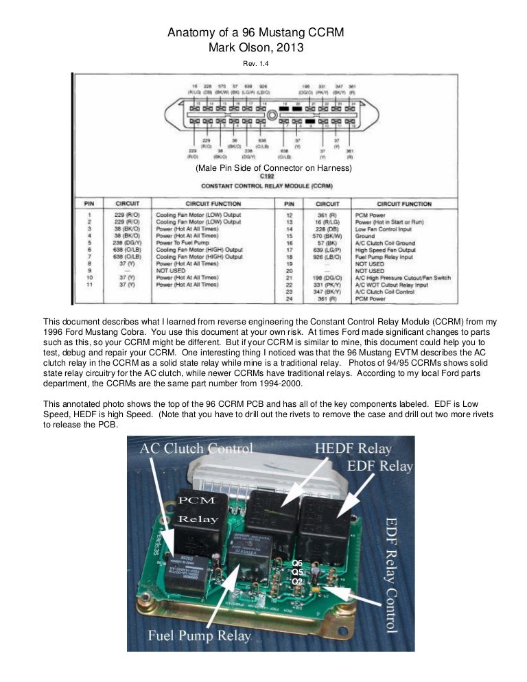 anatomy of a 96 mustang ccrm r1 4The Previous Wiring Diagram To See The Circuits Related To The Ccrm #9
